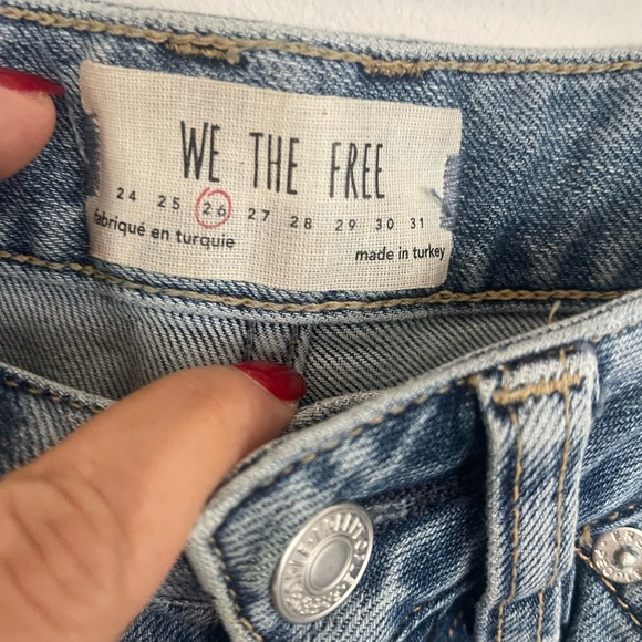 Free People We The Free High Rise Straight Leg Jeans Button Fly Distressed 26 - Picture 4 of 5